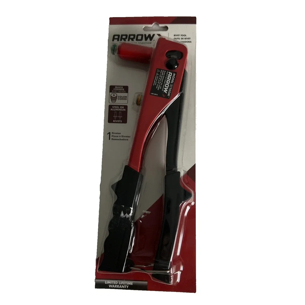 Arrow One-Handed Swivel Riveter Tool RT100M Molded Grip 100% Steel Red E25‎